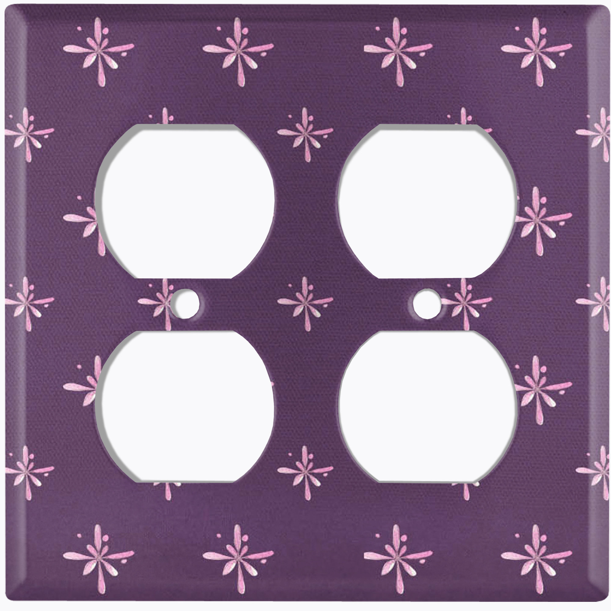 WorldAcc Pink Flowers Purple 2-Gang Duplex Outlet Wall Plate | Wayfair