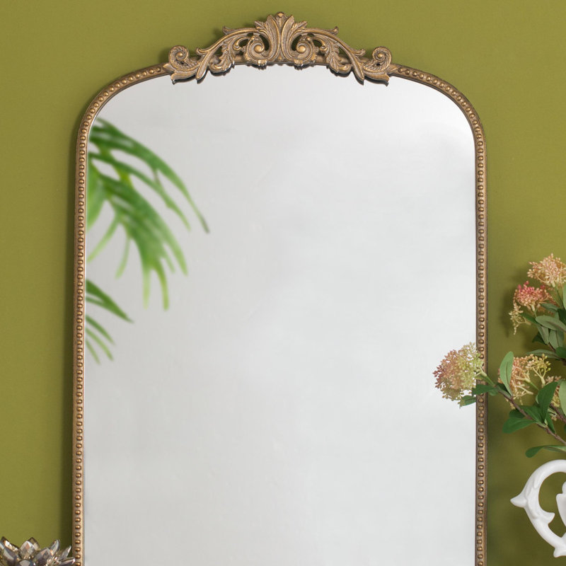 Miroir arqué, décoration murale d'inspiration baroque, 24 po x 36 po, Noir