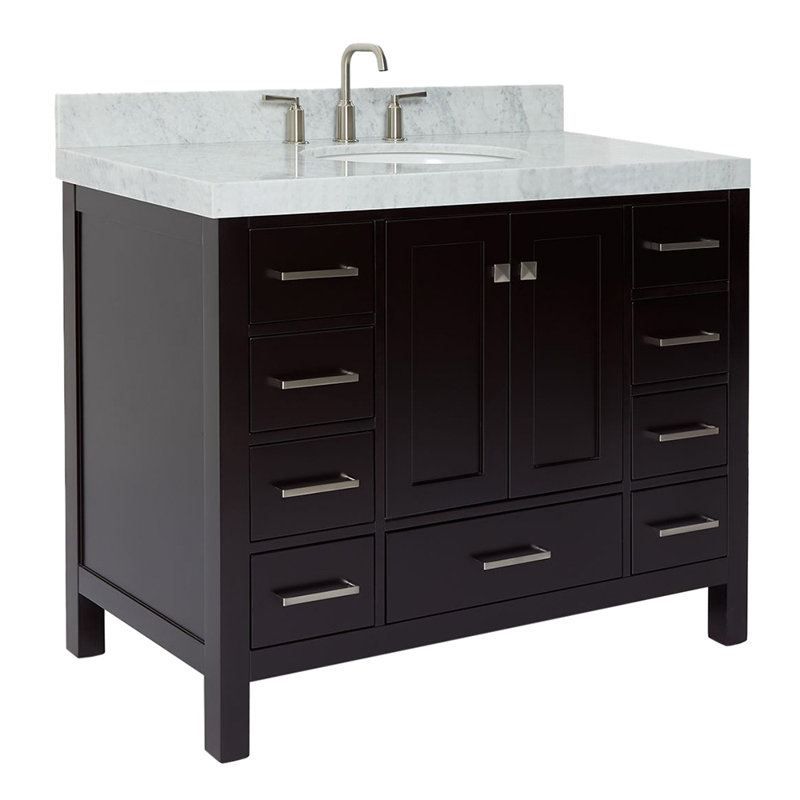 Cambridge Single Bathroom Vanity with Carrara Marble Top, Espresso