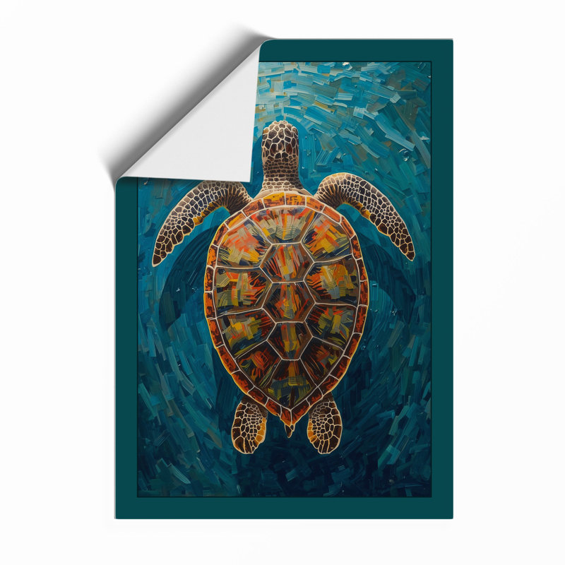 Turtle in Open Water Coastal - Framed Print, A2 - 59.4 x 42.0 cm, Unframed