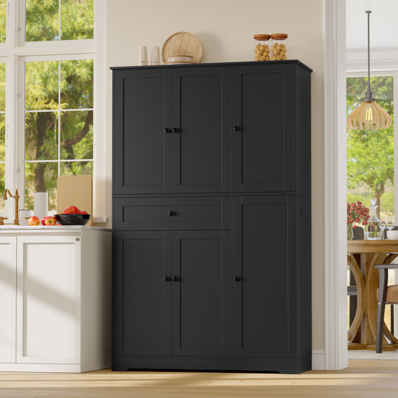 68.1'' Kitchen Pantry Cabinet with Food Shelves, Black