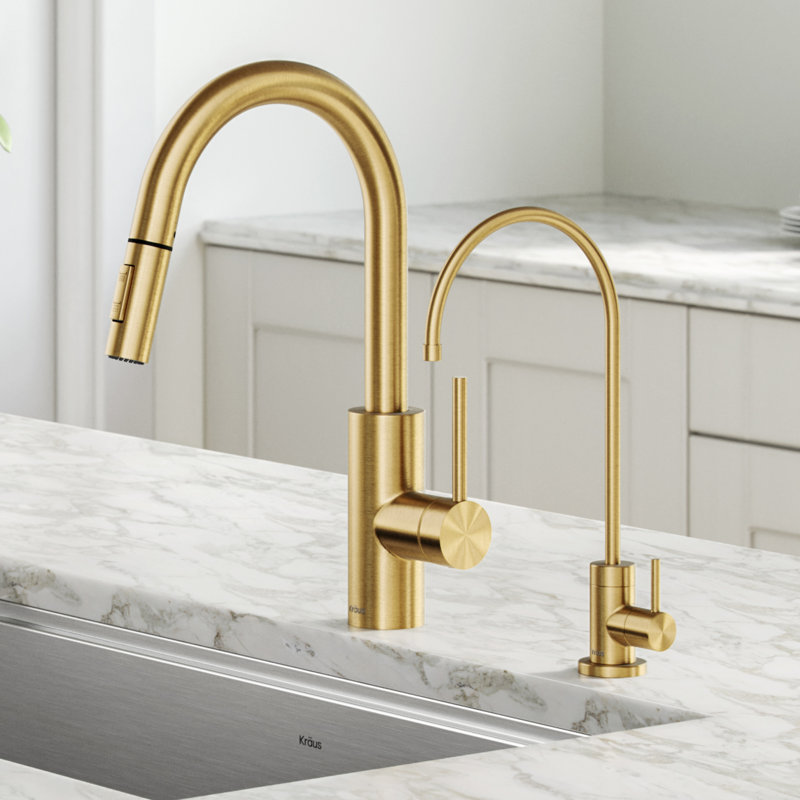 Robinet de cuisine KRAUS Oletto, Laiton brossé