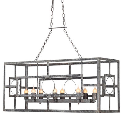 Lustre géométrique à 8 lumières pour îlot de cuisine Metropolitan