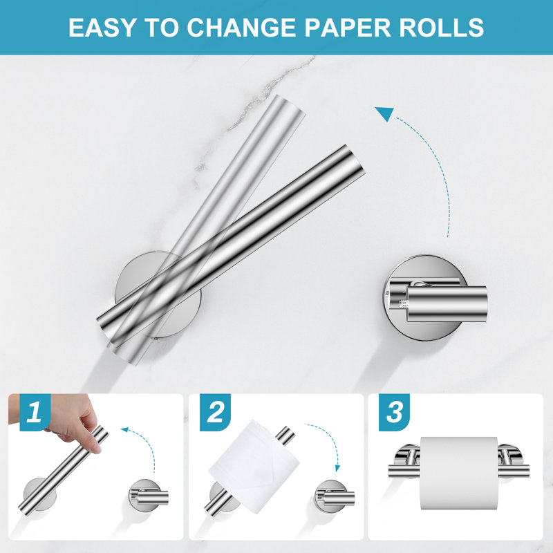 Wall Mounted Toilet Paper Holder, Polished Chrome