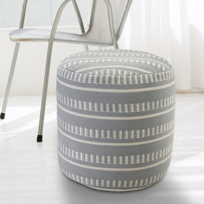 Lebo Coastal Striped Indoor/Outdoor Upholstered Pouf