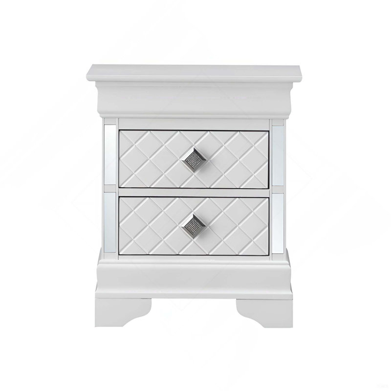 Table de chevet 2 tiroirs, Blanc