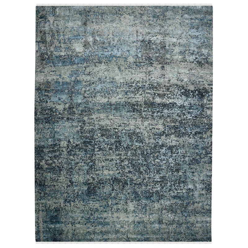 Mystique Abstract Area Rug in Blue, Rectangle 9' x 12'