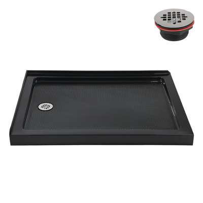 Streamline NT-2162-48BL-LF 48 in. x 36 in. Corner Acrylic Shower Base in Glossy Black with Left Hand Drain, Drain Included
