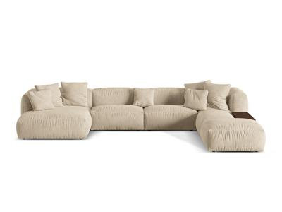 Bedar 5 Seater Velvet Corner Sofa , Light Beige, Right Hand Facing