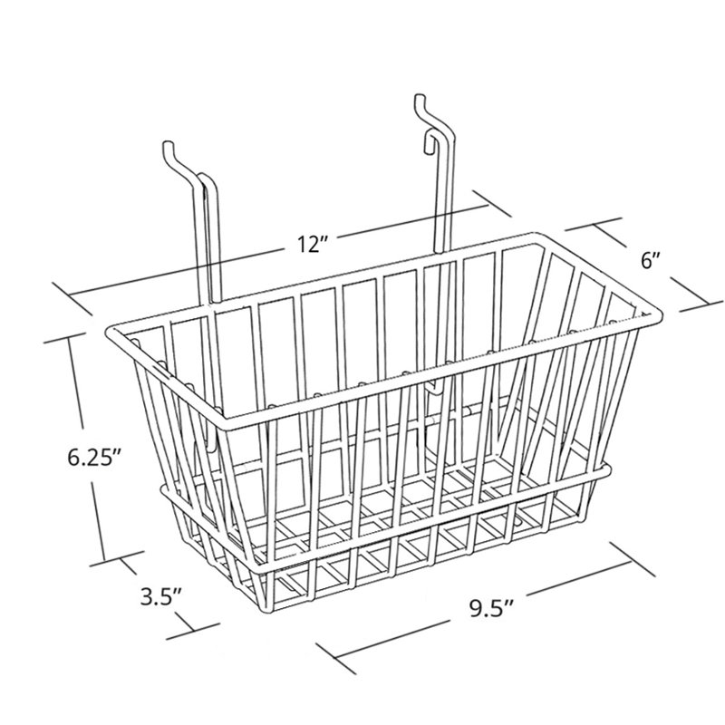Panier en fil métallique chromé H 6,25 ", paquet de 2