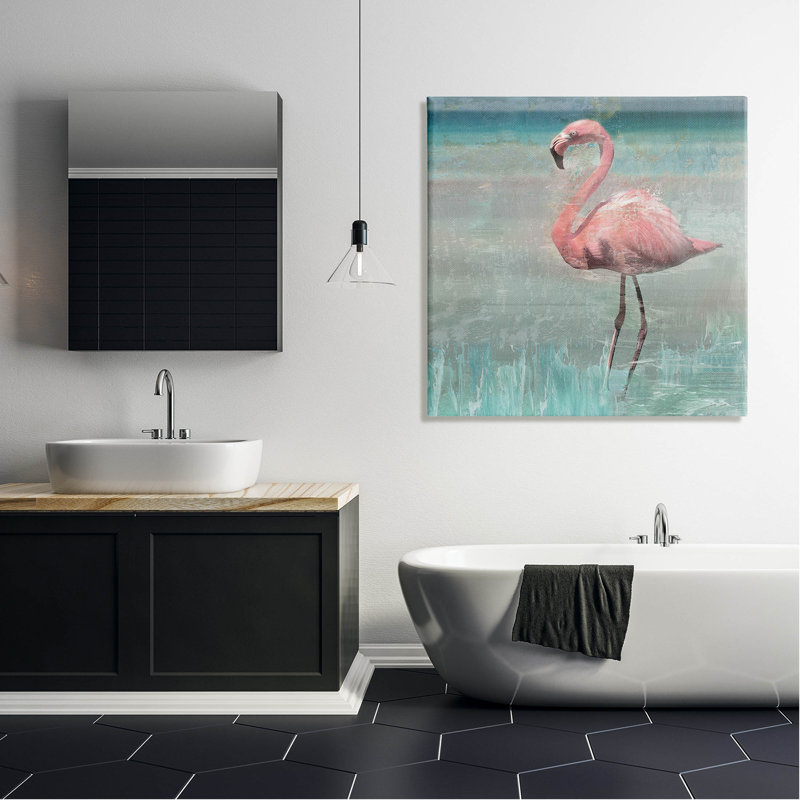 Art mural sur toile Tropical Flamingo, H 36 po x l 36 po x P 1,5 po