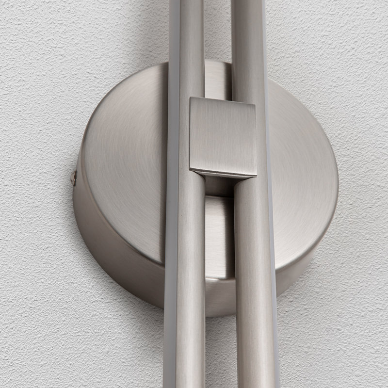 Mokas 2-light Led Wall Light, Brushed Nickel, 23.62" H x 4.72" W x 2.35" D