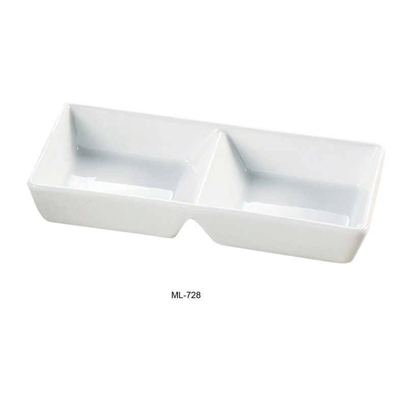 Yanco Mainland Porcelain Condiment Server, 10"L x 4"W x 1.625" H