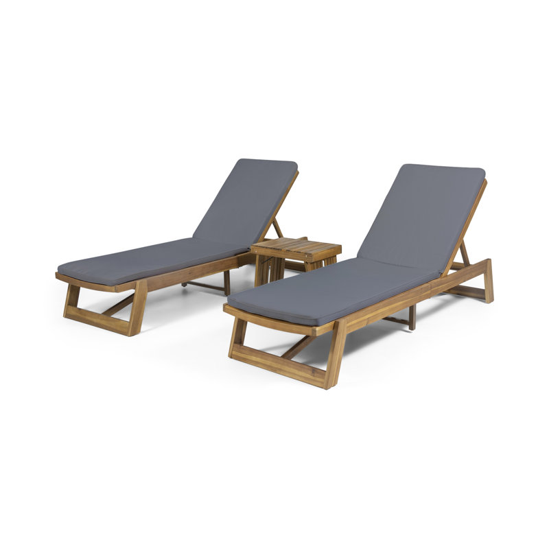 Outdoor Chaise Lounge with Table , Cushion Included, Dark Gray