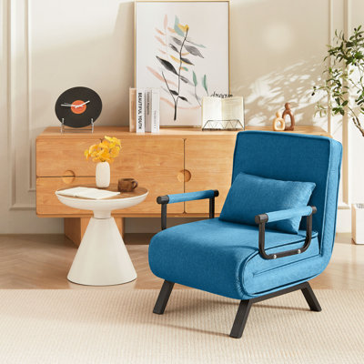 Fauteuil-lit convertible pour adultes, fauteuil-lit pliant 5 en 1 avec dossier et coussin réglables à 5 positions, canapé-lit futon simple confortable pour petits espaces, appartement, bureau
