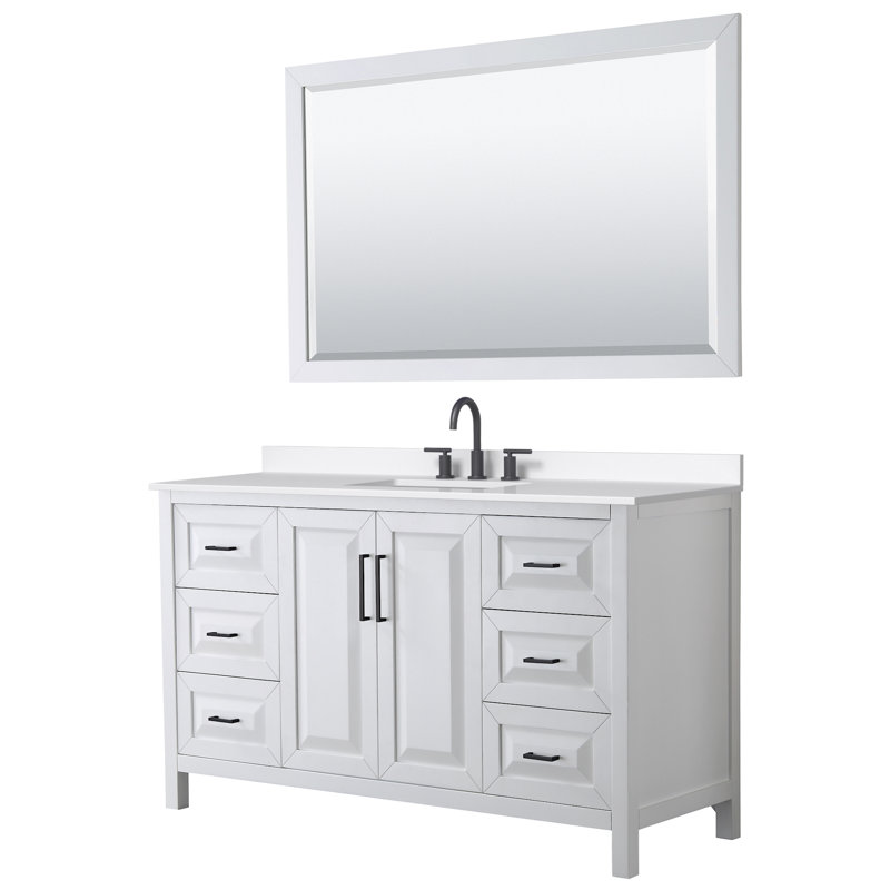 Daria 60'' W Single Vanity, Matte Black, Gray, White Quartz