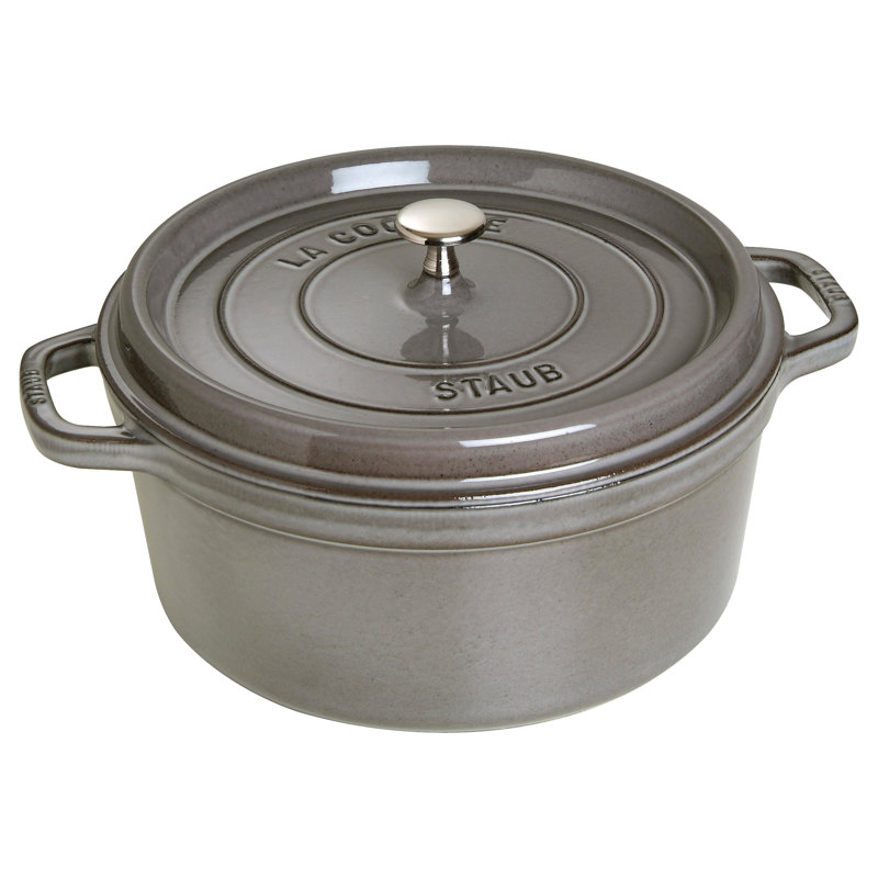 La Cocotte Cast Iron Round Cocotte, Graphite Gray, 5.5 quarts