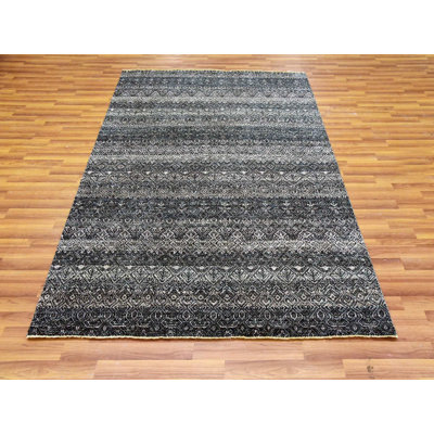5'0" x 7'1" New Hand Knotted Grey Wool Rectangle Oriental Rug - MOA10279664