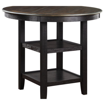 Table à hauteur de comptoir brune et noire, style transitionnel, présentoir à 2 tablettes, salle à manger, 4 tablettes de présentation 2X, noir, pièce