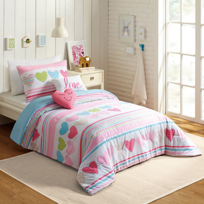 Daphne Hearts Reversible Twin 4-Piece Comforter Set