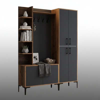 Rutherford Modular Hall Tree & Storage System With Metal Accessories
