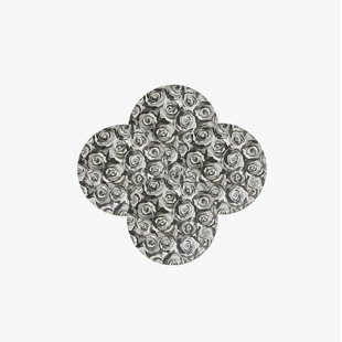 Assiette plate Greyscale Roses (Ensemble de 4)