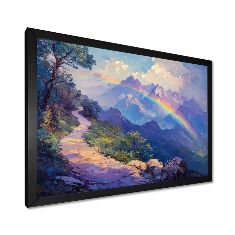 Rainbow In The Mountains II - Rainbow Large, art mural, H 12 po x l 20 po, Cadre simple noir