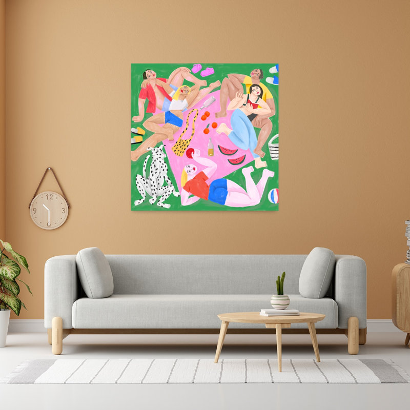 Art mural contemporain «Sur L Herbe», H 48 po x l 48 po