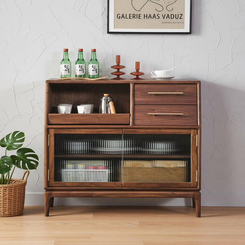 Commode d'appoint simple et rétro en bois massif, H 36,22 po x l 43,31 po x P 16,53 po