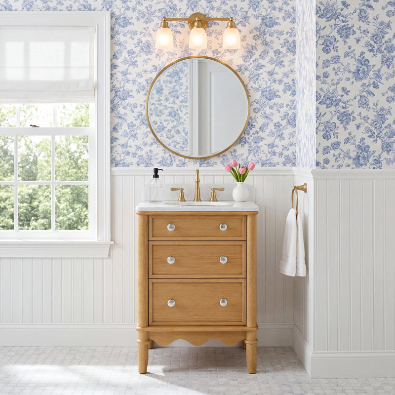 Juliette Bathroom Vanity, Enhanced Natural Oak, 34" H x 24" W x 20" D