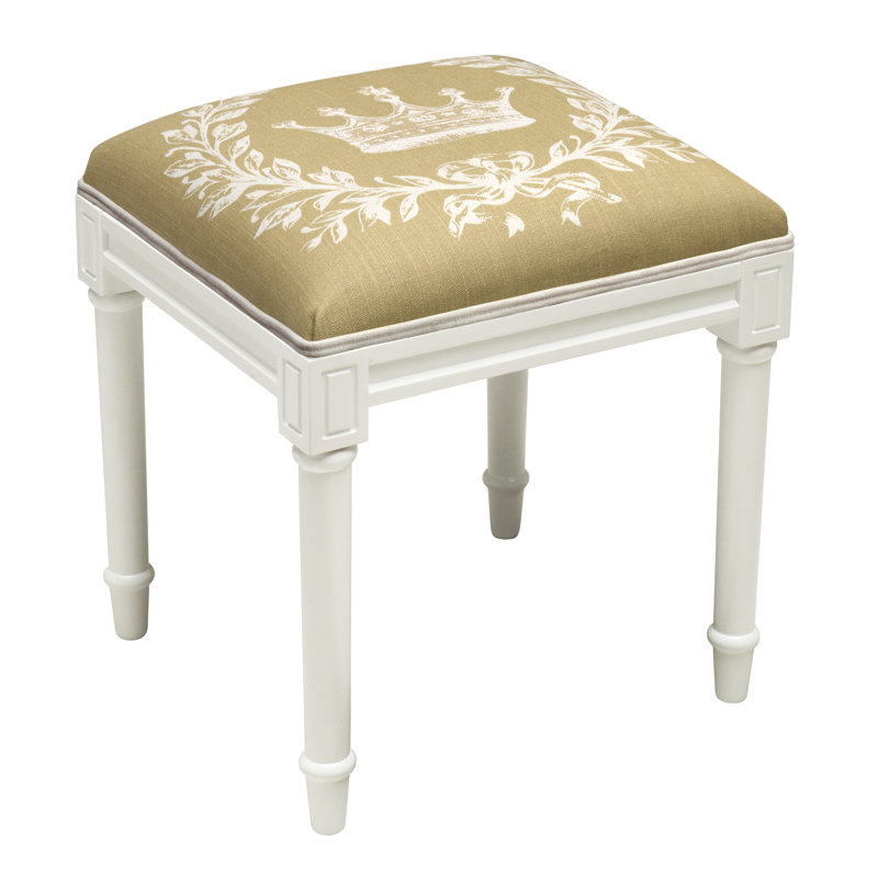 Tabouret de coiffeuse Crown, Blanc / Brun clair