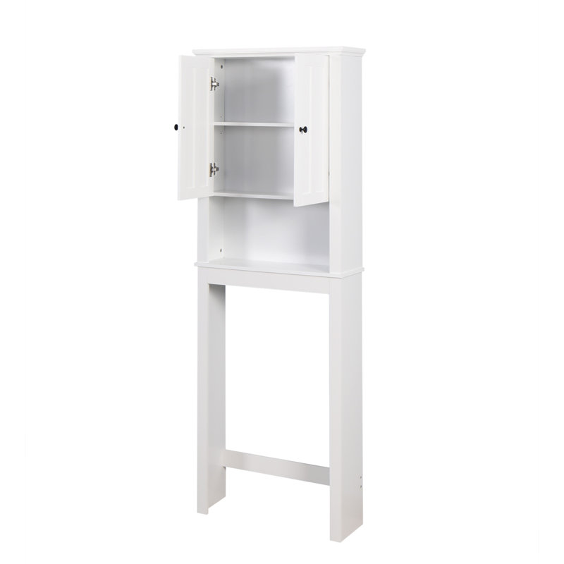 White Engineered Wood Adjustable Over-the-Toilet Storage Cabinet