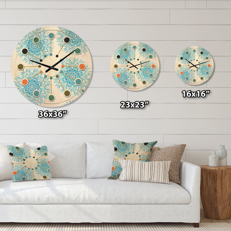 Horloge murale circulaire en bois Mid-Century, Petit