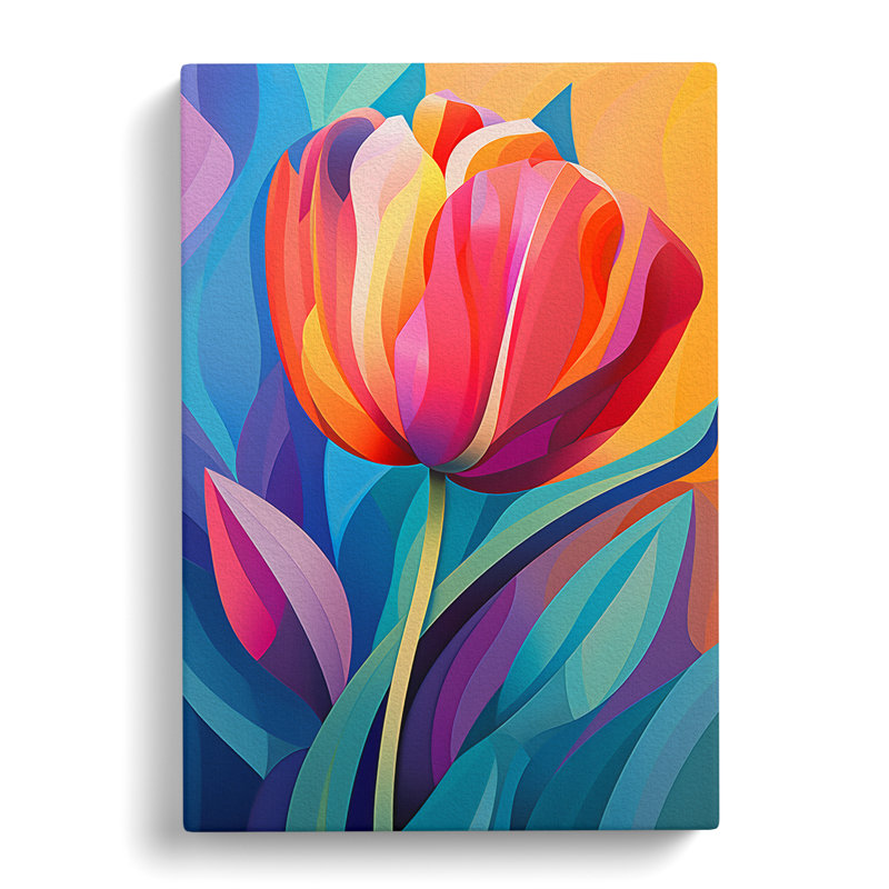 Tulip Flower Orphism - Wrapped Canvas, 50cm H x 35cm W x 3cm D