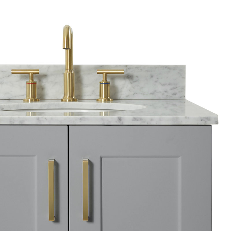 ARIEL TAYLOR 37 IN RIGHT OFFSET SINGLE OVAL SINK VANITY, Oval , Gray, Right