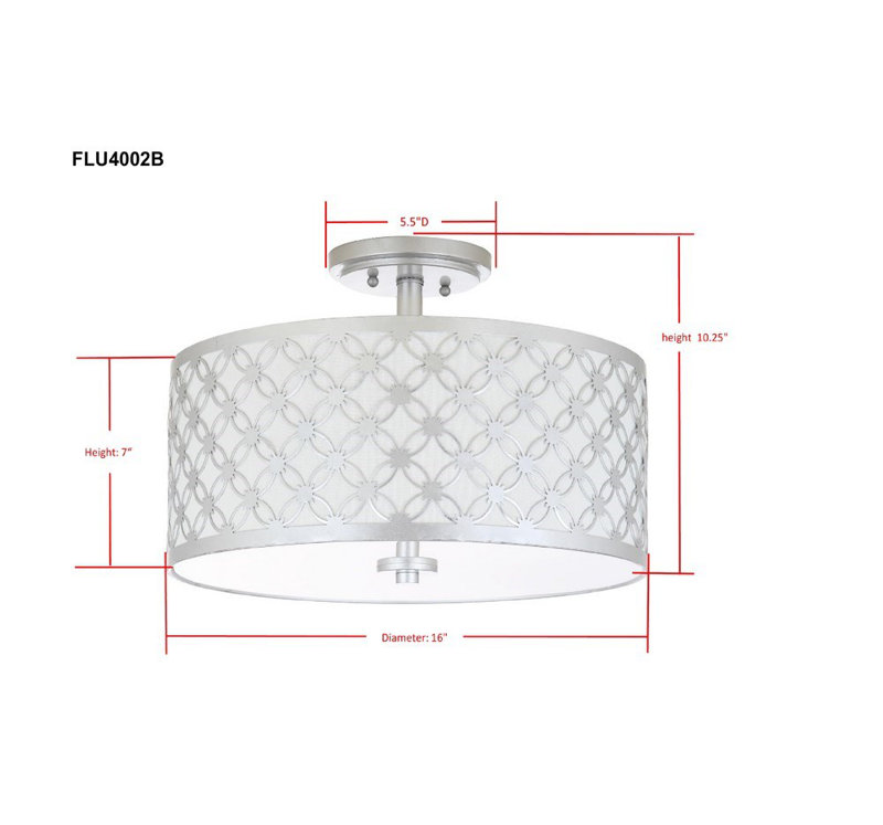 Pamila Semi Flush Mount, Silver, Cotton