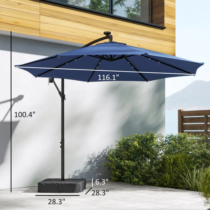 Parasol de jardin moderne, parasol d'extérieur, parasol de patio en porte-à-faux, Dark Blue