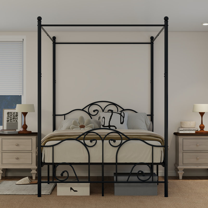 Canopy Metal Bed Frame, Black, Full