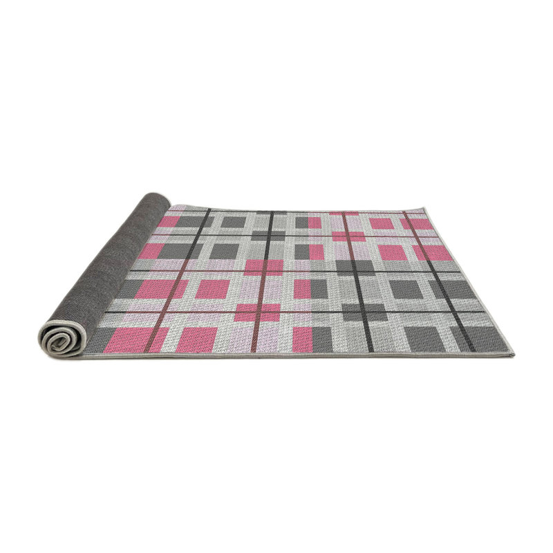 Tapis rose/vert à motifs, Rond 5 pi