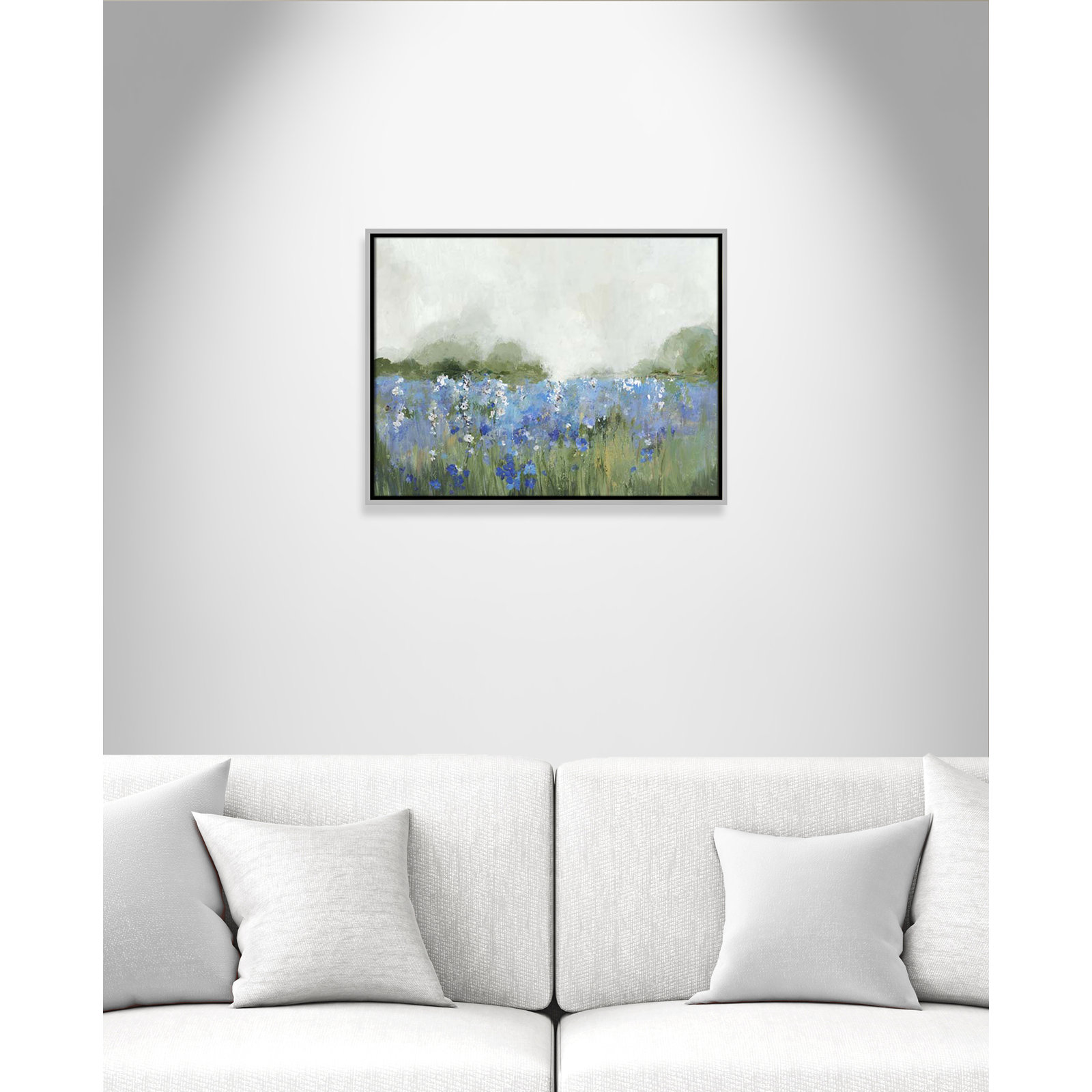 Meadows Bluebells Field by Allison Pearce, 19.5" H x 25.5" W x 2" D, Silver Framed
