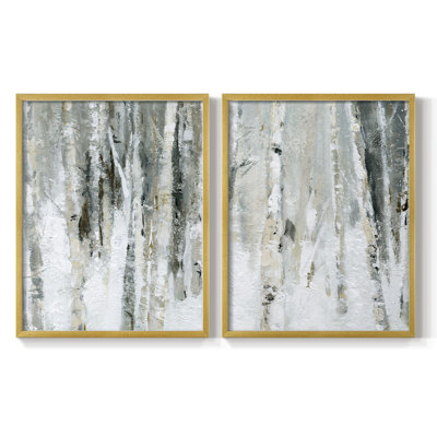 «Snowy Birch I», reproduction encadrée de qualité supérieure - prête à être accrochée - aucun clou requis - aucun clou requis