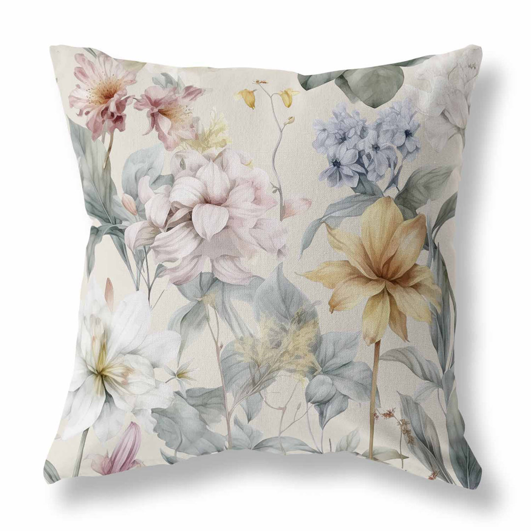 Wildflower Whimsy Indoor/Outdoor Floral Square Cushion mit Füllung