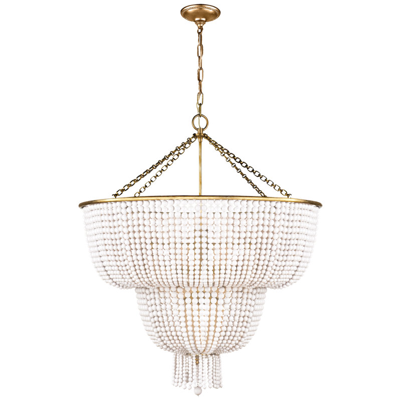 AERIN Jacqueline Two-Tier Chandelier, White, Hand-Rubbed Antique Brass