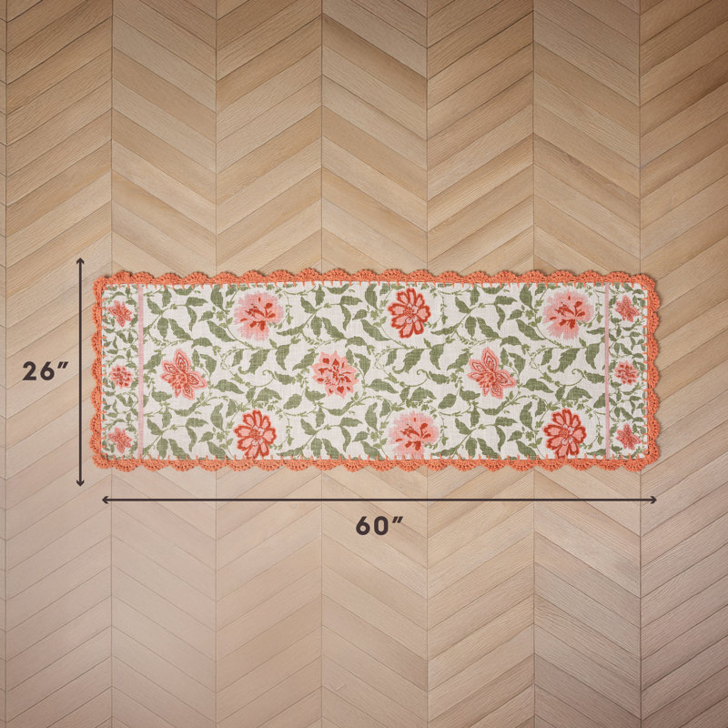 Laura Ashley Moored Garden Floral Machine Washable Cotton Slub Rugs, Runner 1'8" x 5'