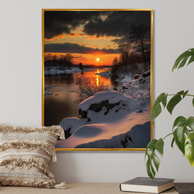 «Ender Sunset of the Snowy Cottage River II», reproduction sur toile