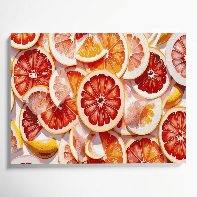 Art mural sur toile fruit rouge pamplemousse, H 11 po x l 14 po