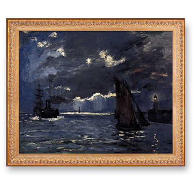 «A Seascape», livraison par Moonlight par Claude Monet, reproductions d'art classiques du monde, estampe numérique sur toile pour décoration intérieure, 1,5 po
