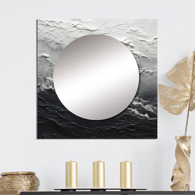 Minimalisme noir et blanc Paint Wave - miroir mural bord de mer pour chambre à coucher