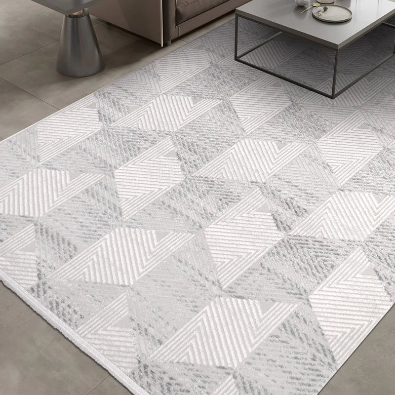 Cotton Abstract Indoor Rug, Rectangle 6'7" x 11'6"
