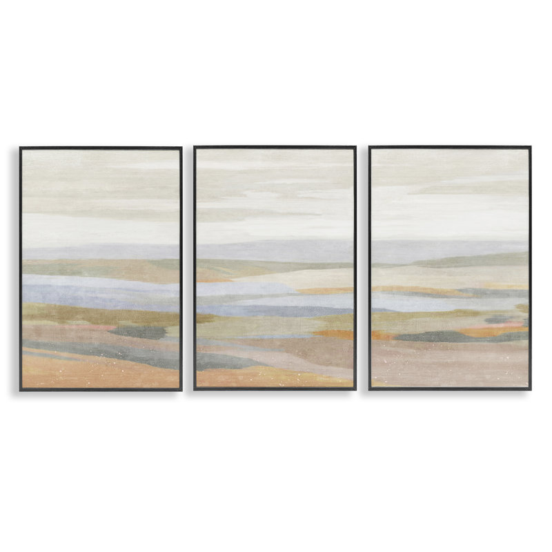  Ensemble de 3 estampes de Beachy, H 18 po x l 12 po, Giclée encadrée noir minuit